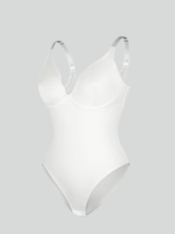 V Neck Adjustable Straps Tummy Control Bodysuit