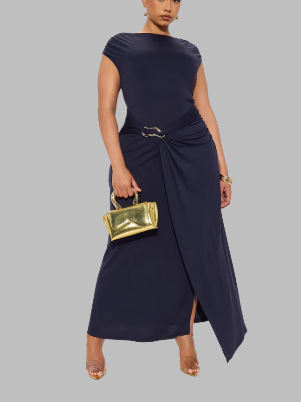 Buckle Slit Maxi Dress