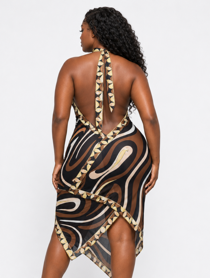 Mocha Swirl Halter Dress