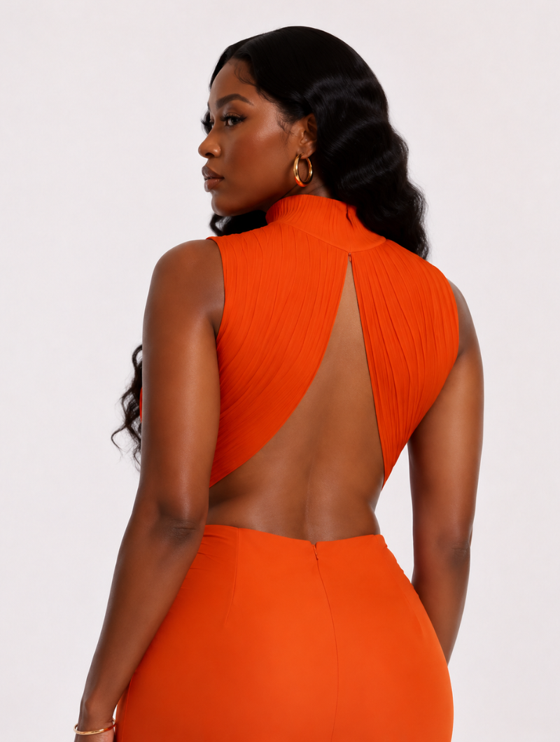 Sunset Pleated Twist Gown