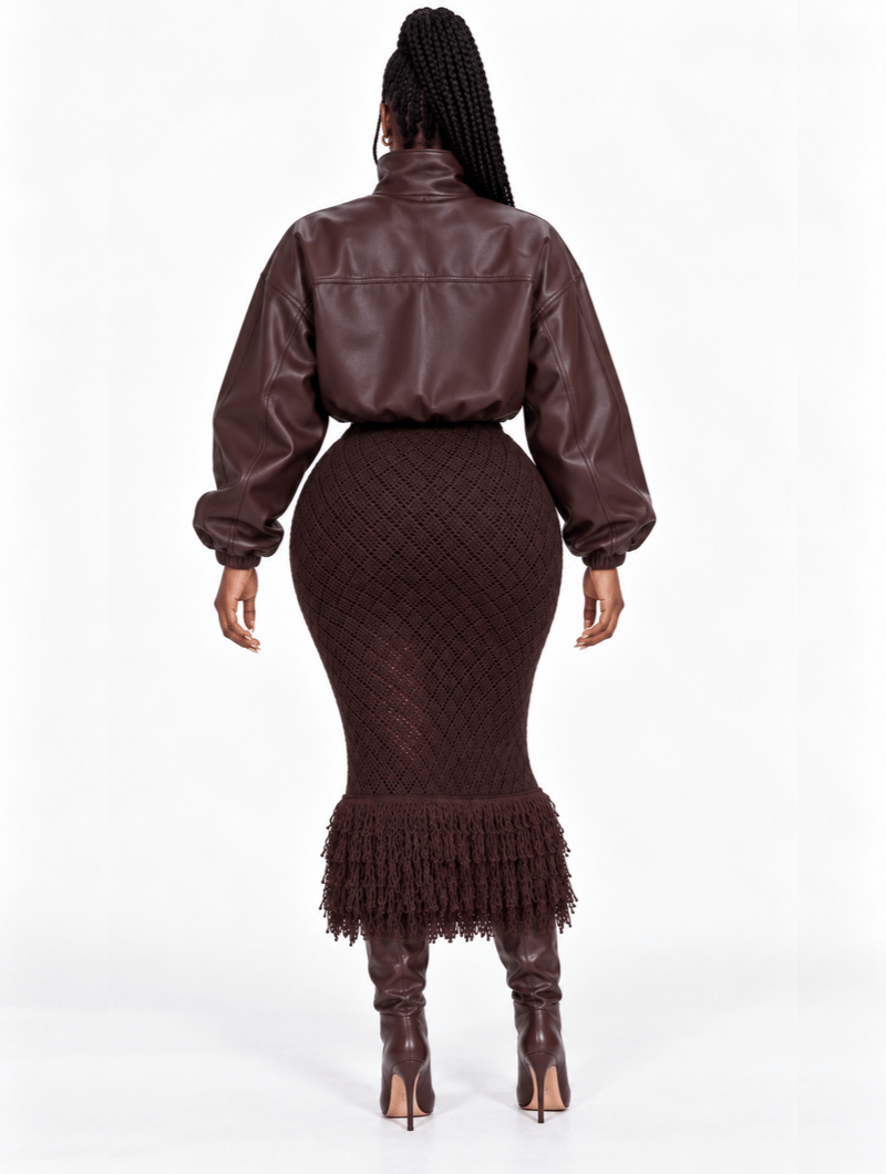 Mocha Leather Knit Set