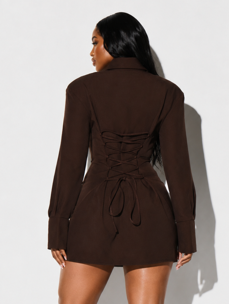 Lace-Up Tie Shirt Dress
