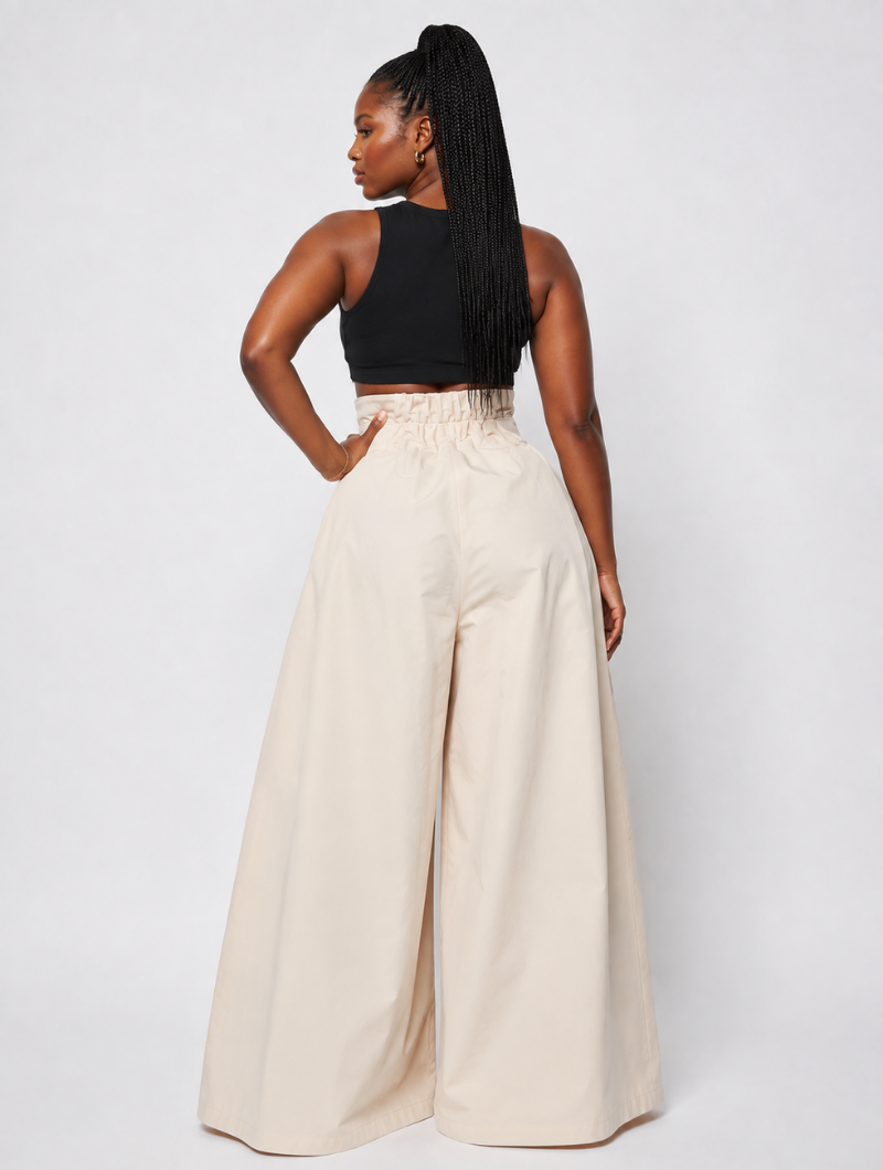 Cinched Drape Wide Pants