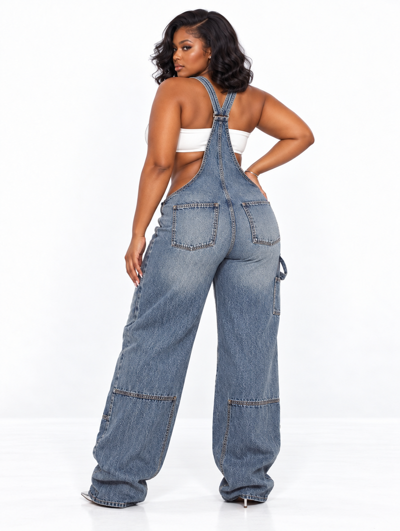 Bare Waist Denim Overalls