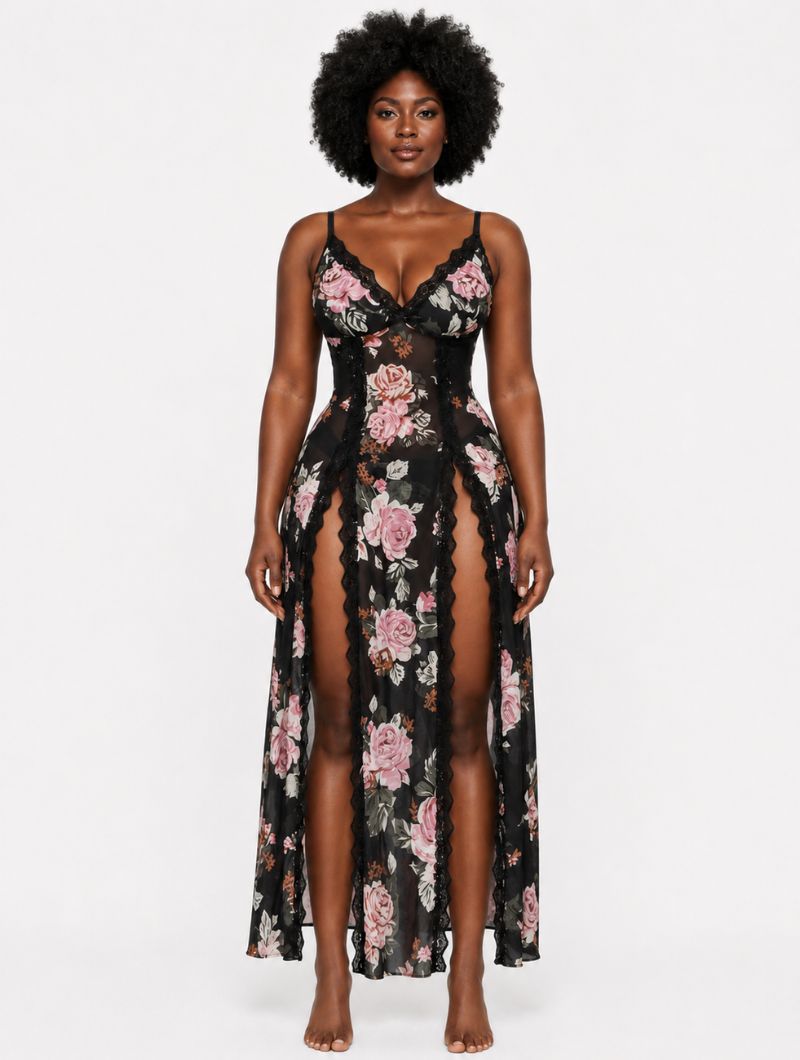 Floral Mesh Maxi Chemise