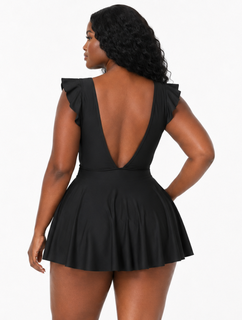 Ruffle Cutout Swim Dress