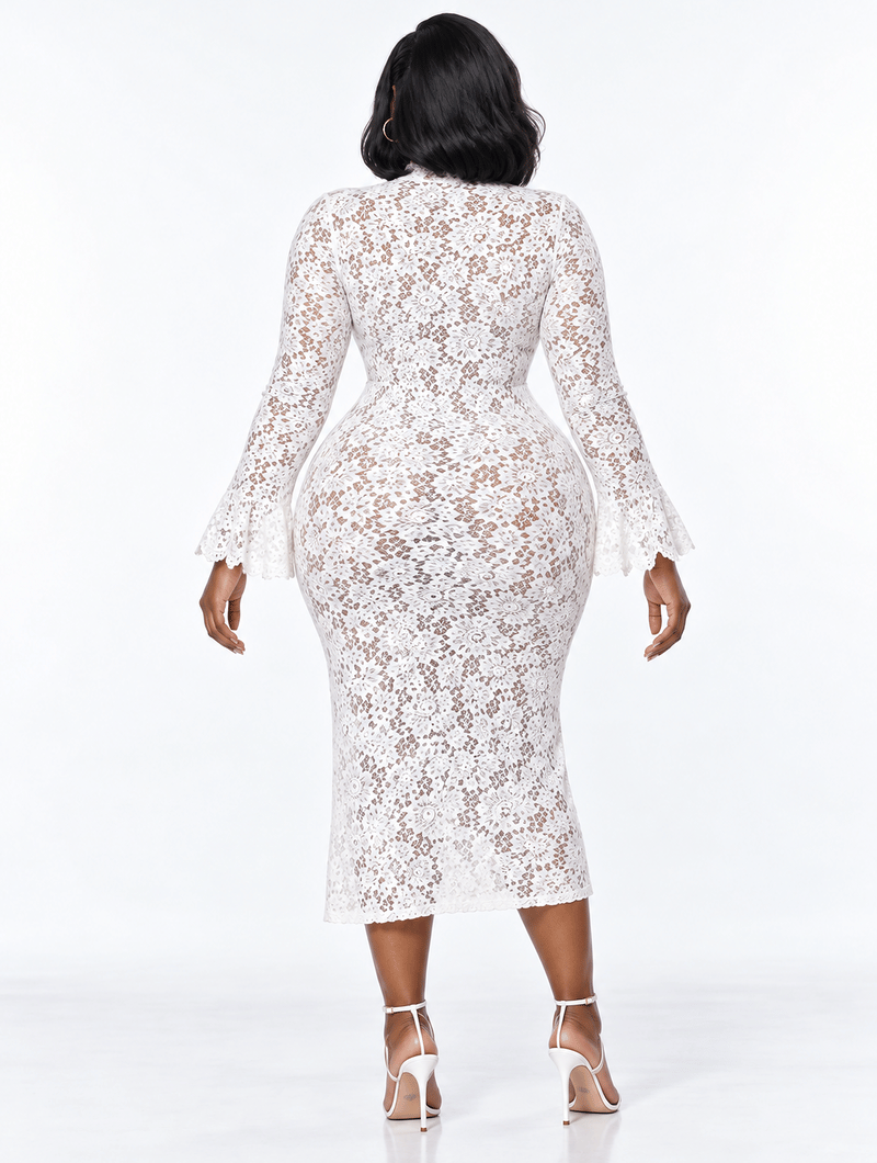 Sheer Lace Slit Dress