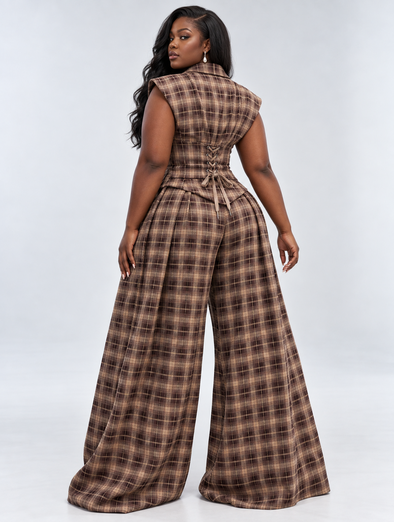 Vintage Plaid Trouser Set