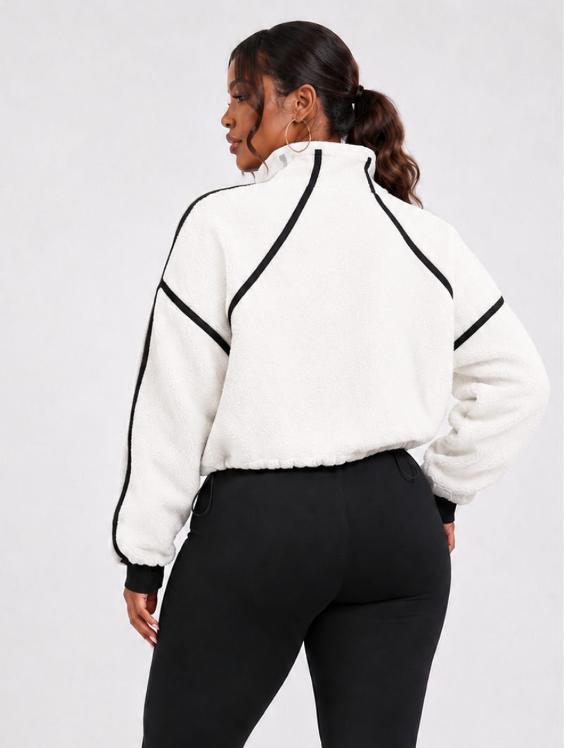 Retro Piping Fleece Jacket