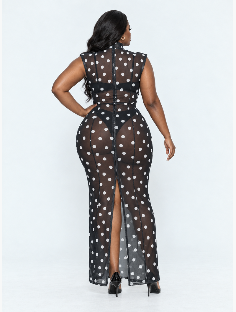 Polka Dot Mesh Maxi