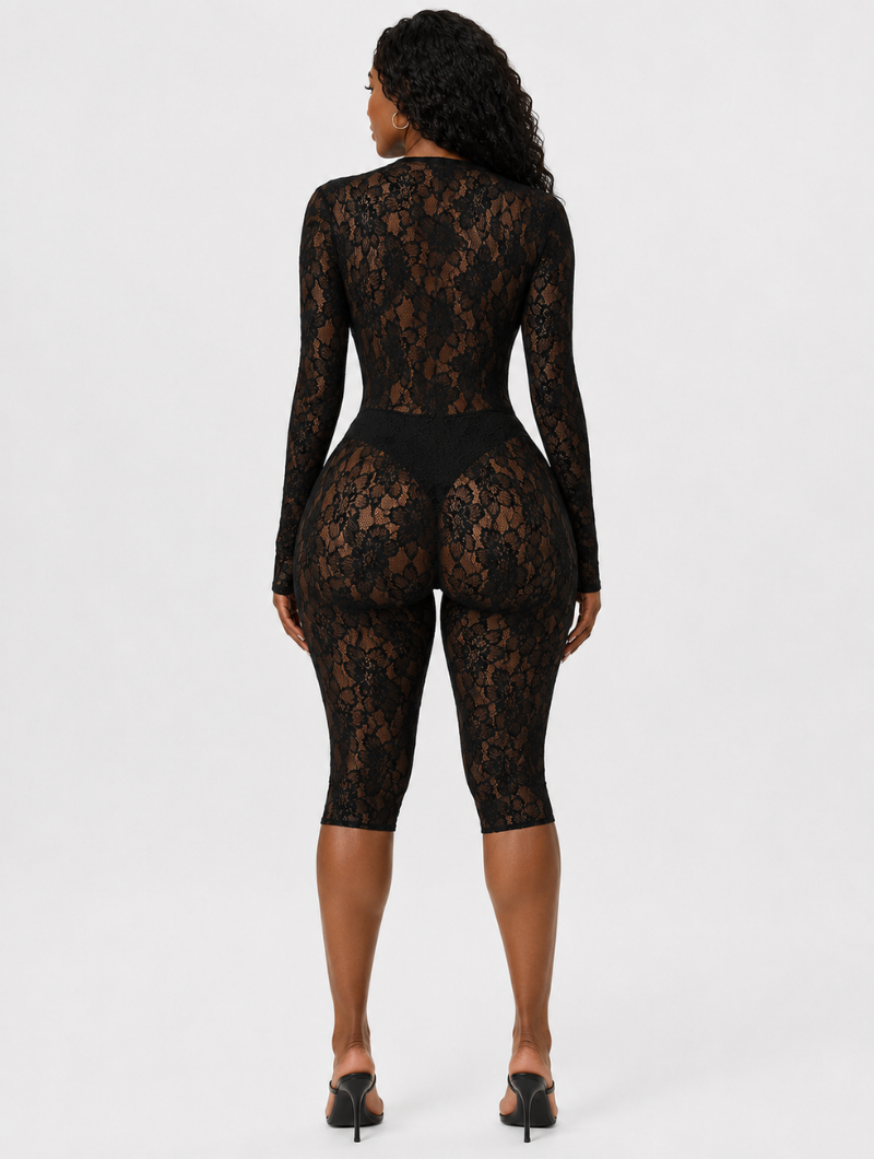 Lace Bodysuit Capri Set