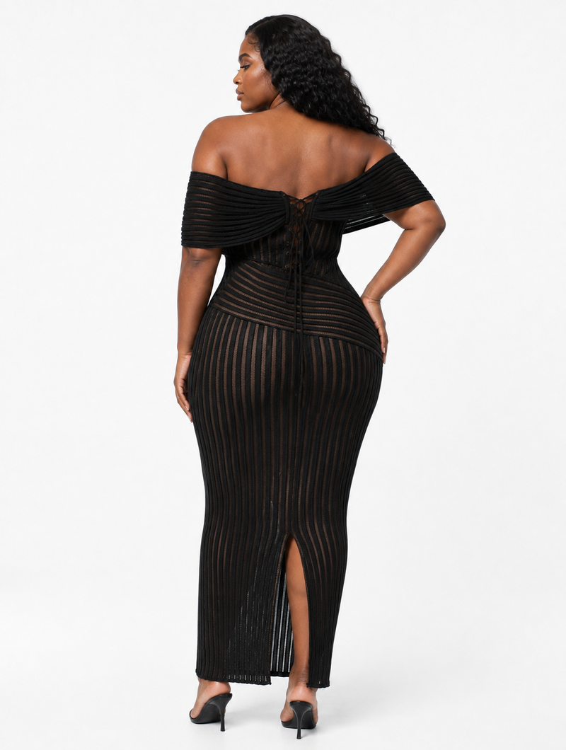 Black Sheer Stripe Maxi