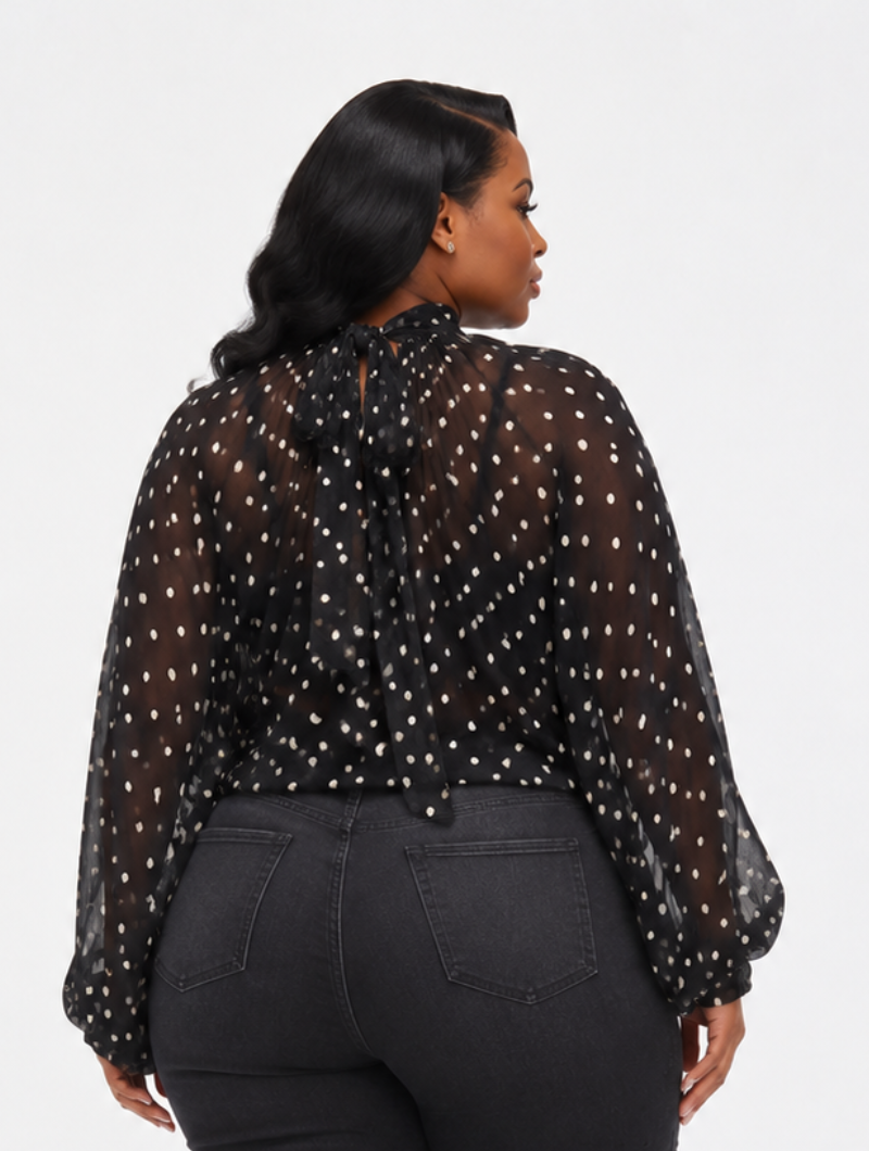 Polka Dot Chiffon Blouse