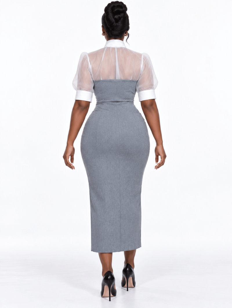 Strapless Buttoned Column Dress