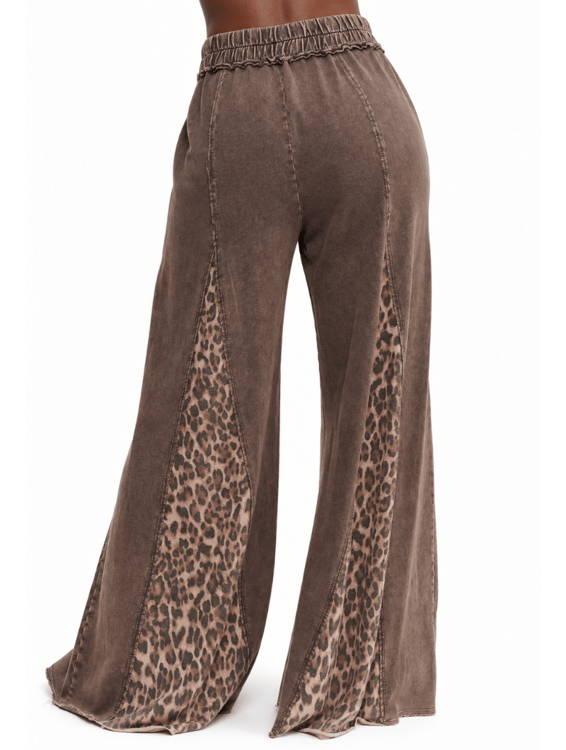 Washed Leopard Flare Pants