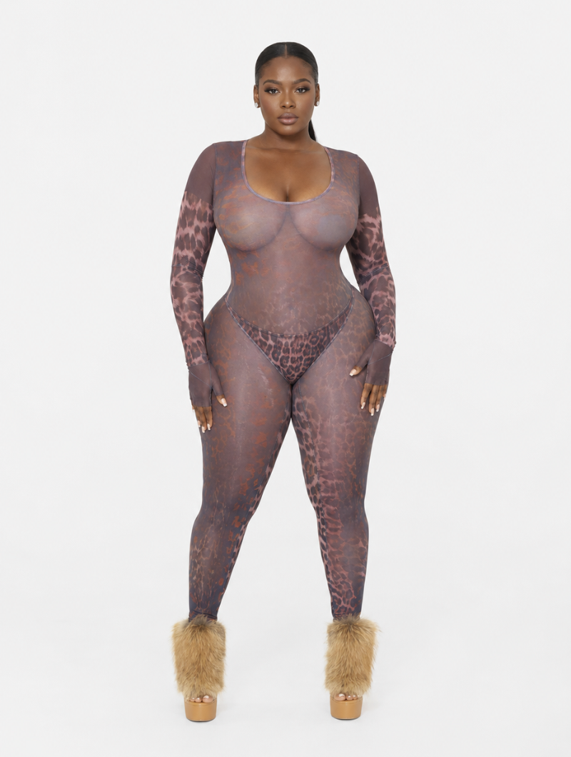 Savage Leopard Bodycon Jumpsuit