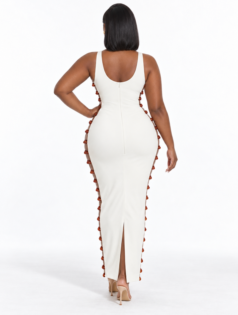 Beaded Cutout Maxi Dress