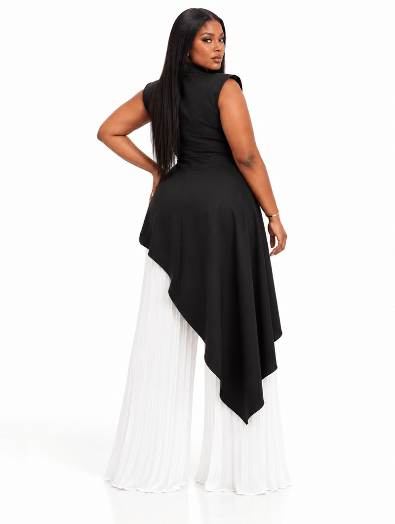 Asymmetric Pleated Pant Set
