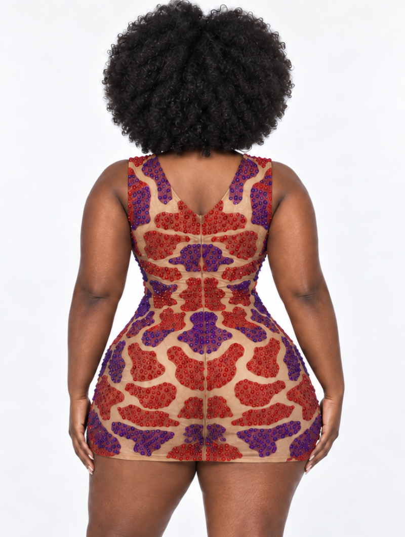 Illusion Gem Mini Dress