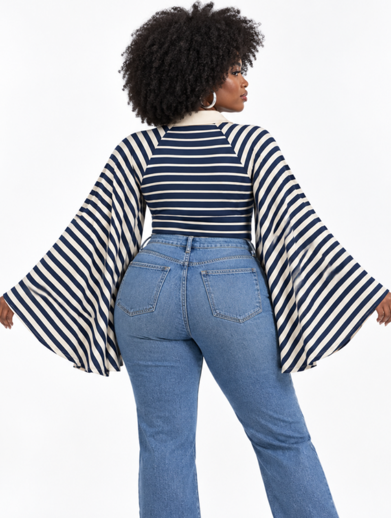Striped Wing Polo Top
