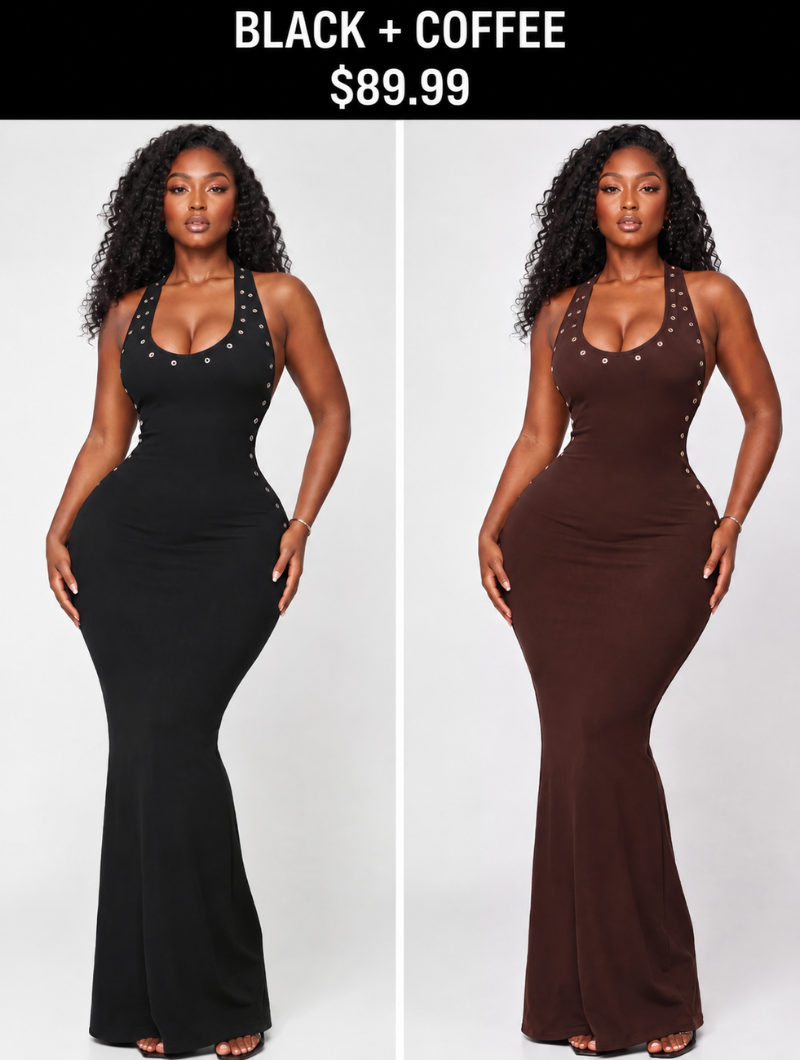 Grommet Detail Backless Maxi