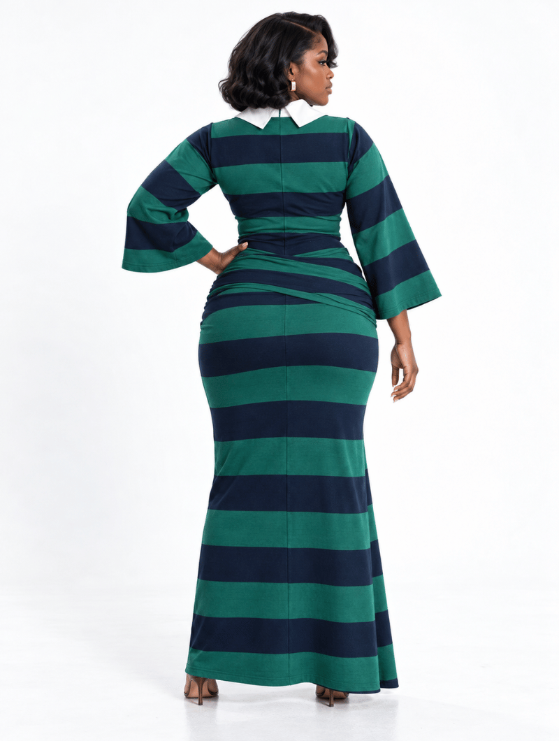Draped Stripe Polo Gown