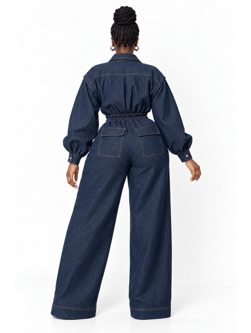 Pinstripe Wide-Leg Jumpsuit
