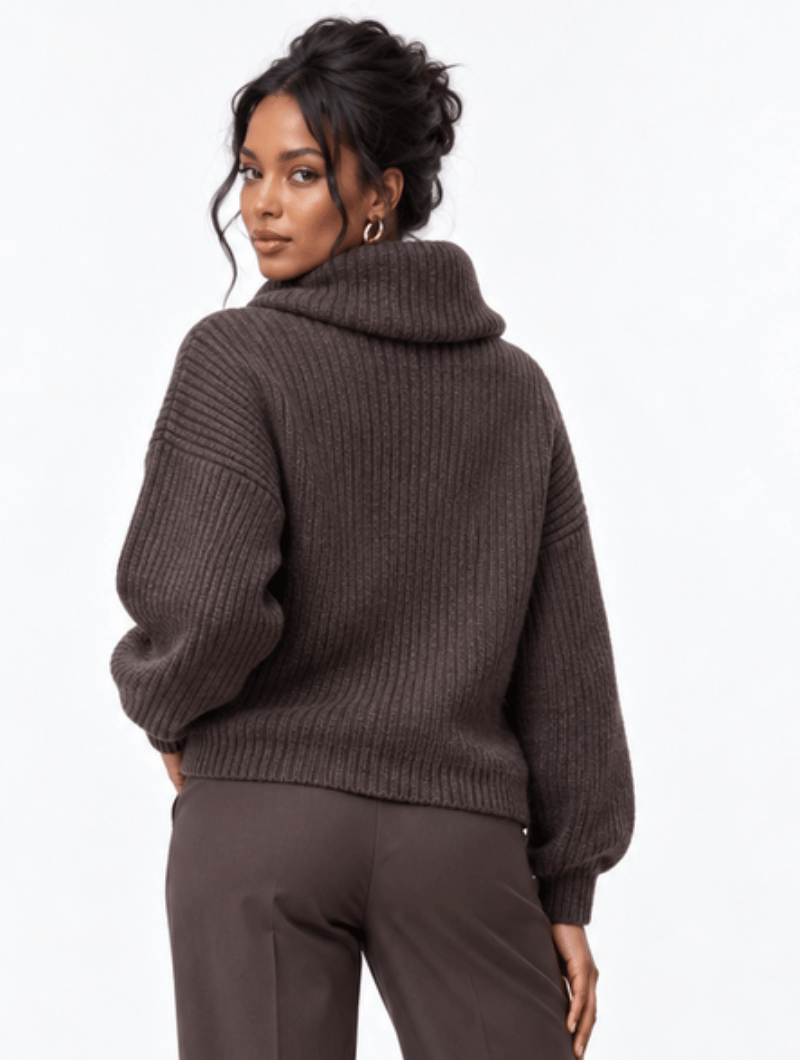 Asymmetric Scarf Rib Sweater