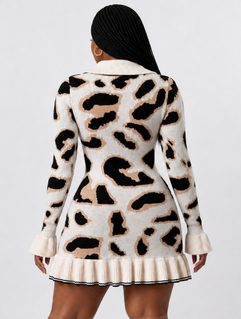 Leopard Polo Sweater Dress