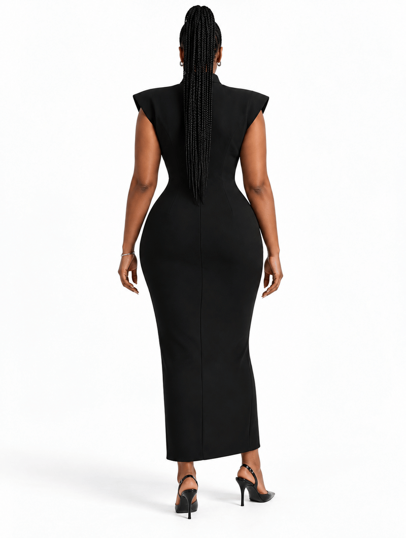 Sculpted Shoulder Maxi Dress