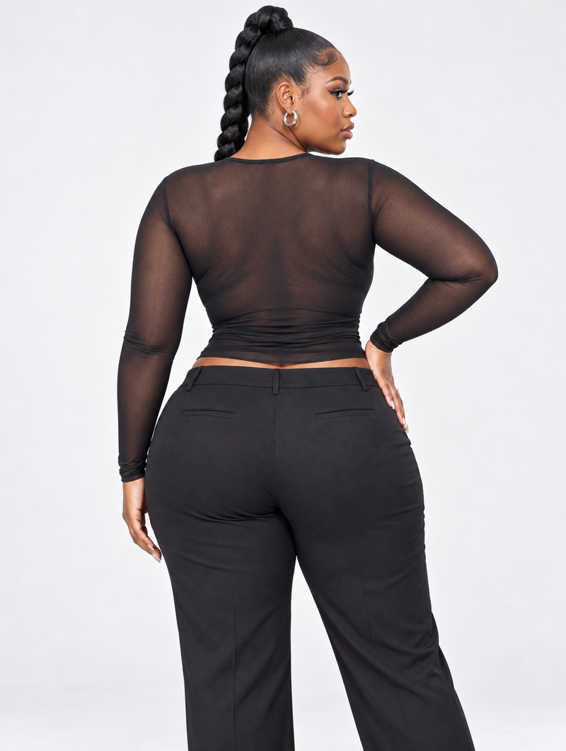 Lace-Up Mesh Top