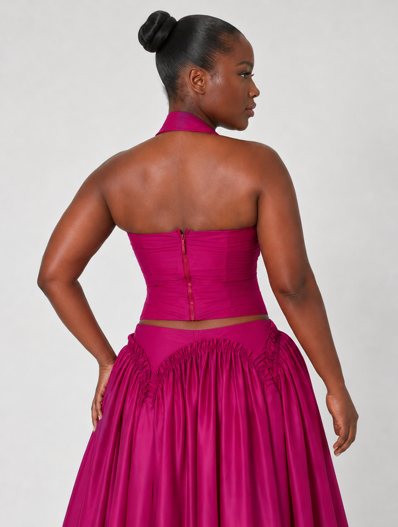 Fuchsia Halter Two-Piece Set