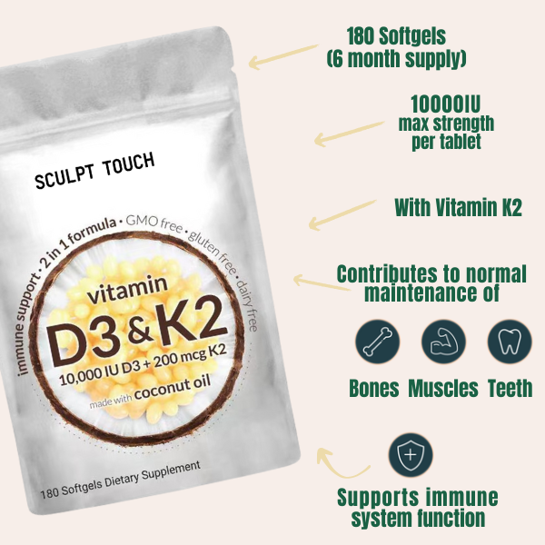 Vitamin D3 & K2 Supplement Softgels