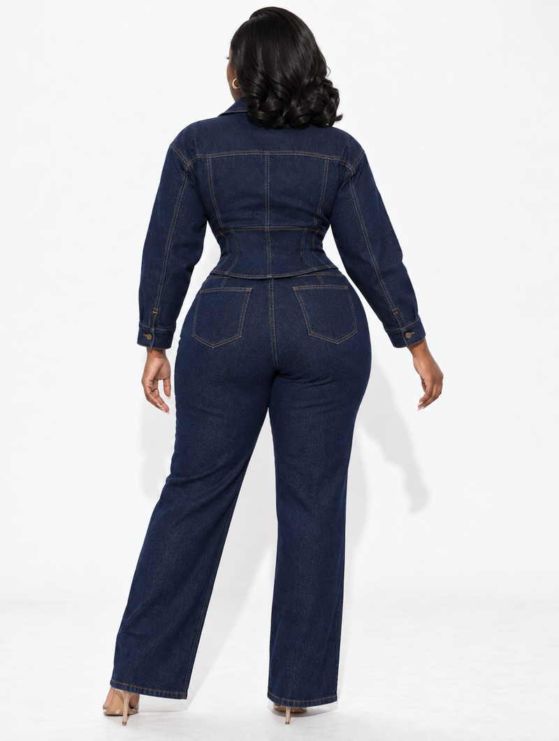 Cinched Corset Denim Set