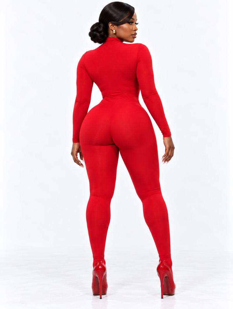 Hourglass Red Mockneck Jumpsuit
