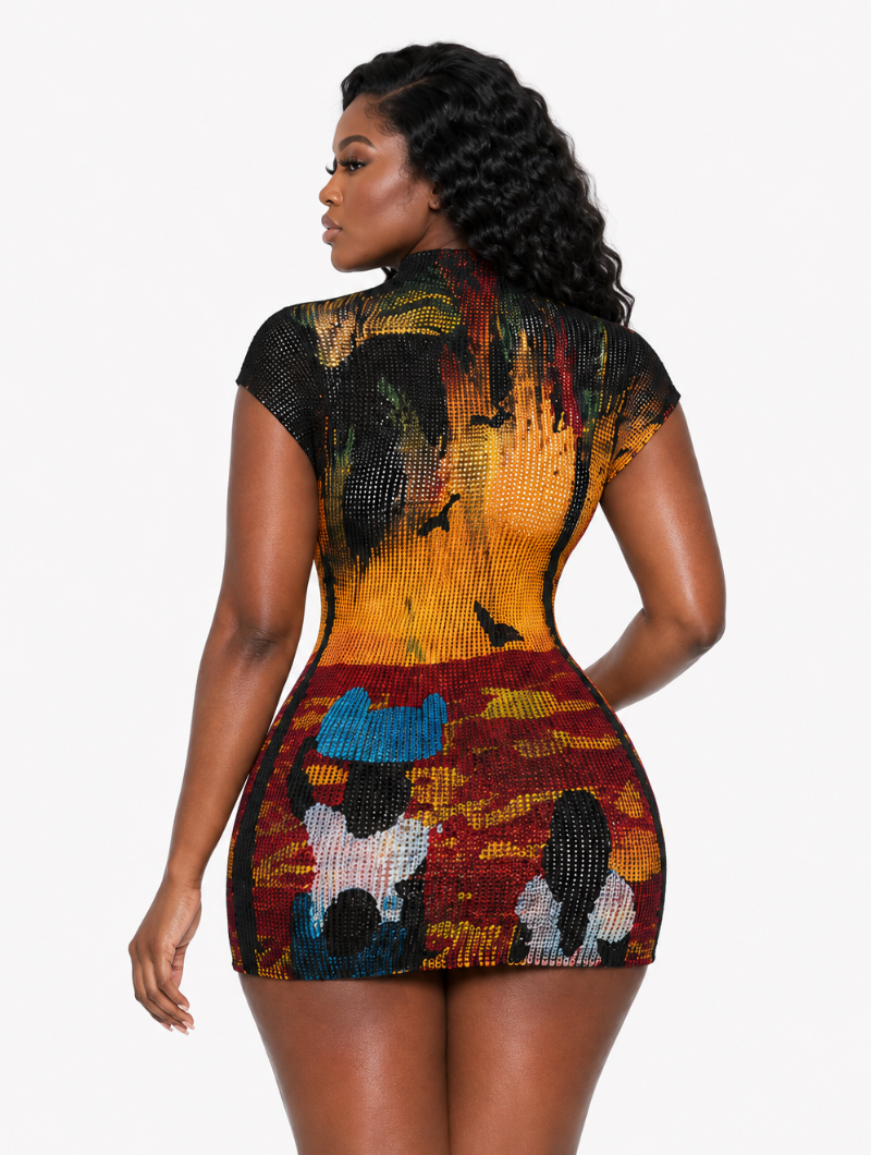Sunset Graphic Mini Dress
