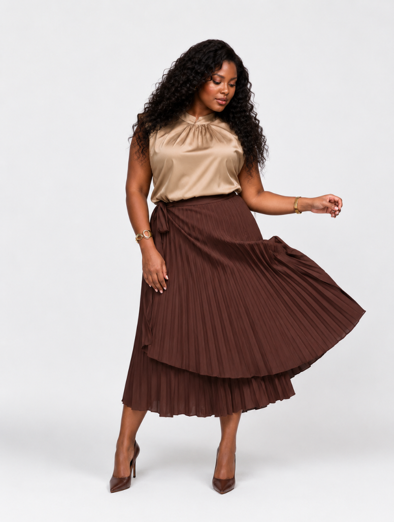 Cocoa Multiway Pleated Wrap