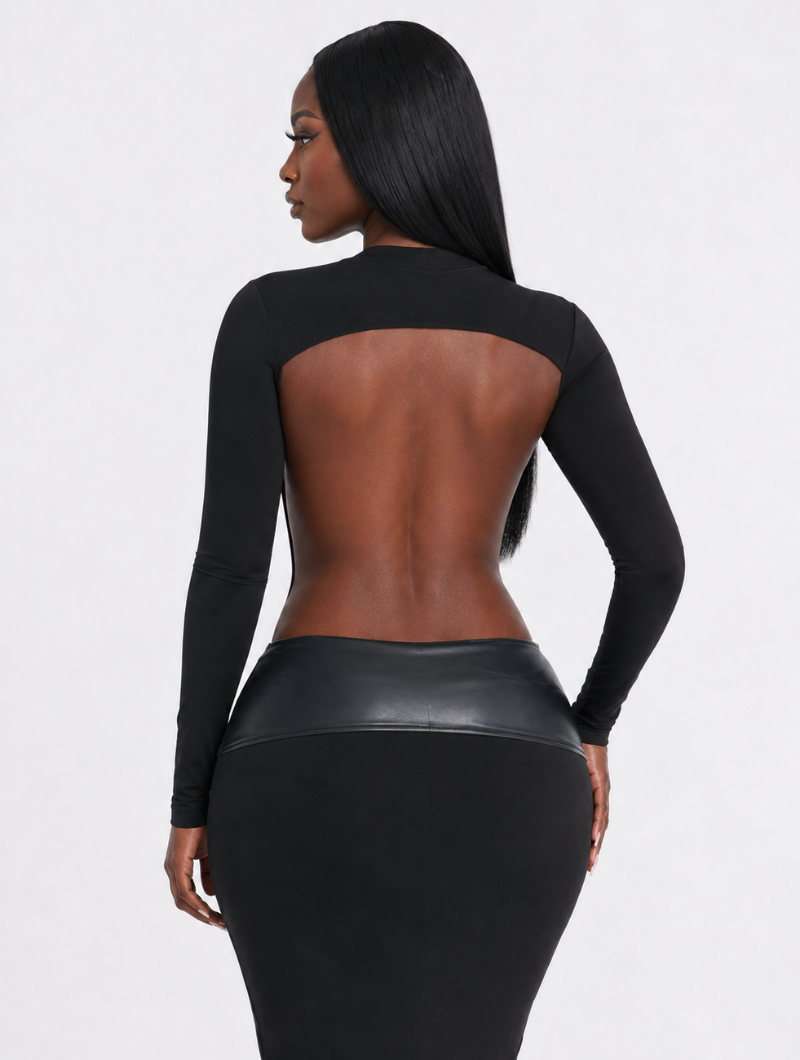Plunge Backless Maxi Dress