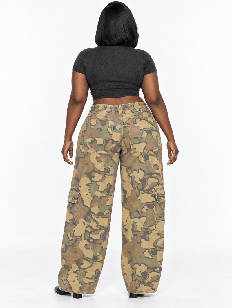 Washed Camo Baggy Cargos