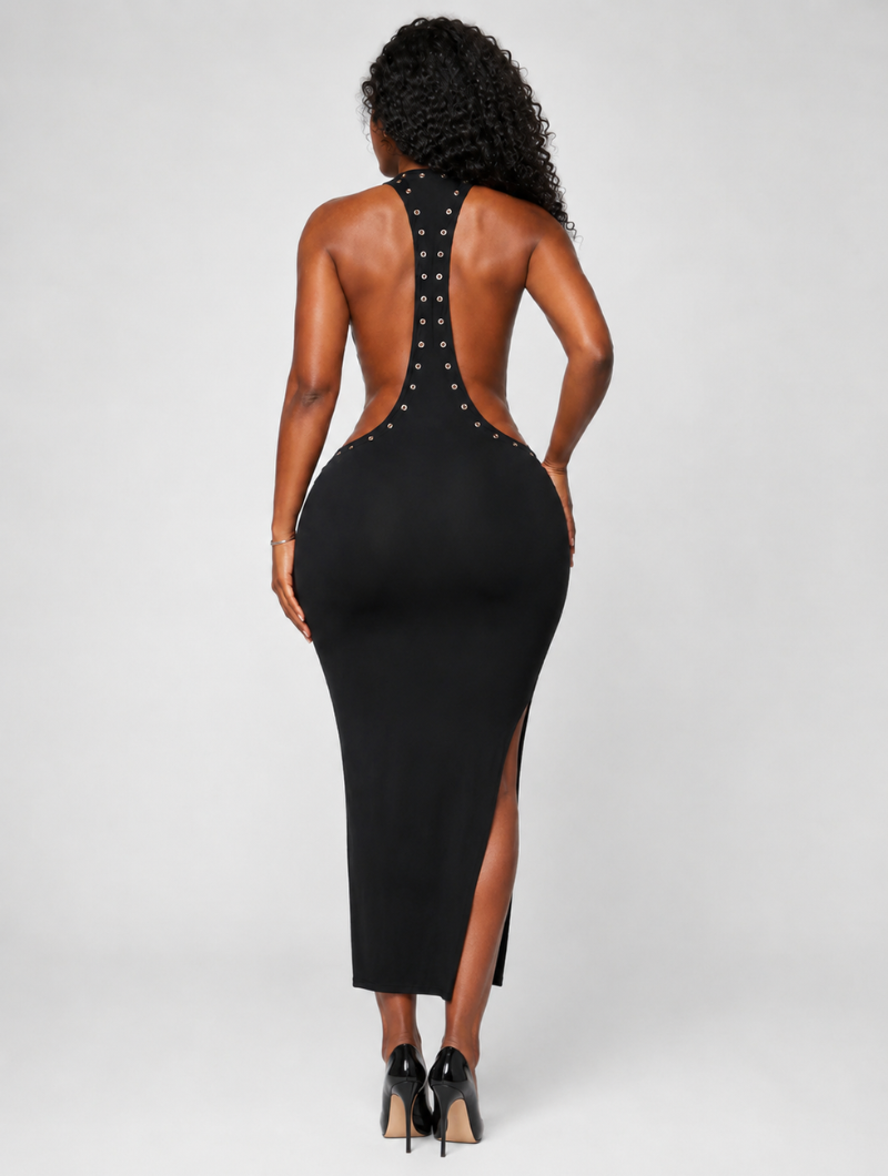 Grommet Detail Backless Maxi