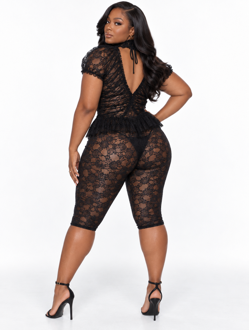 Floral Lace Peplum Set
