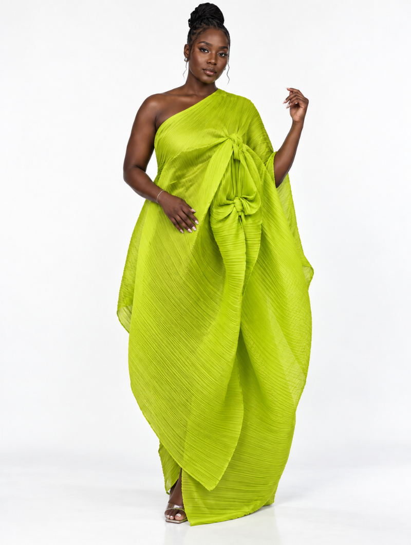 Multiway Pleated Cape Dress