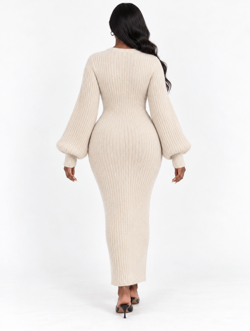Ribbed Cardigan Maxi Dress