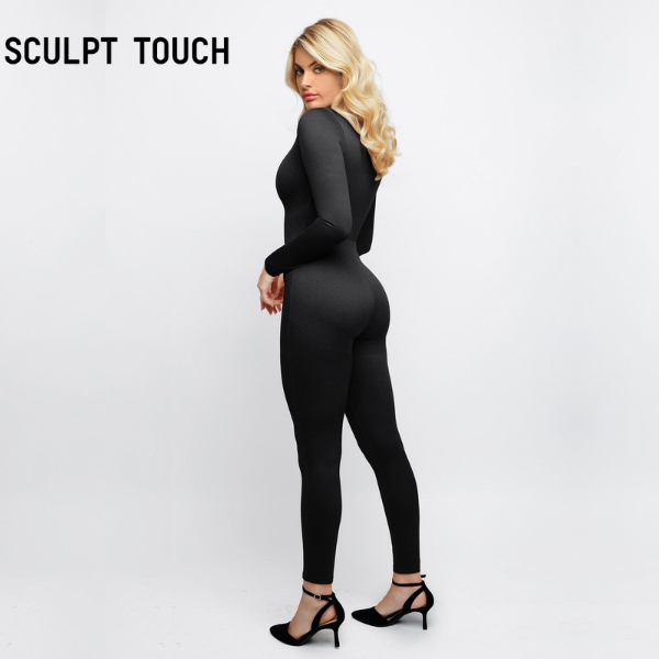 Long Sleeve Zip Front Sculpting Jumpsuit