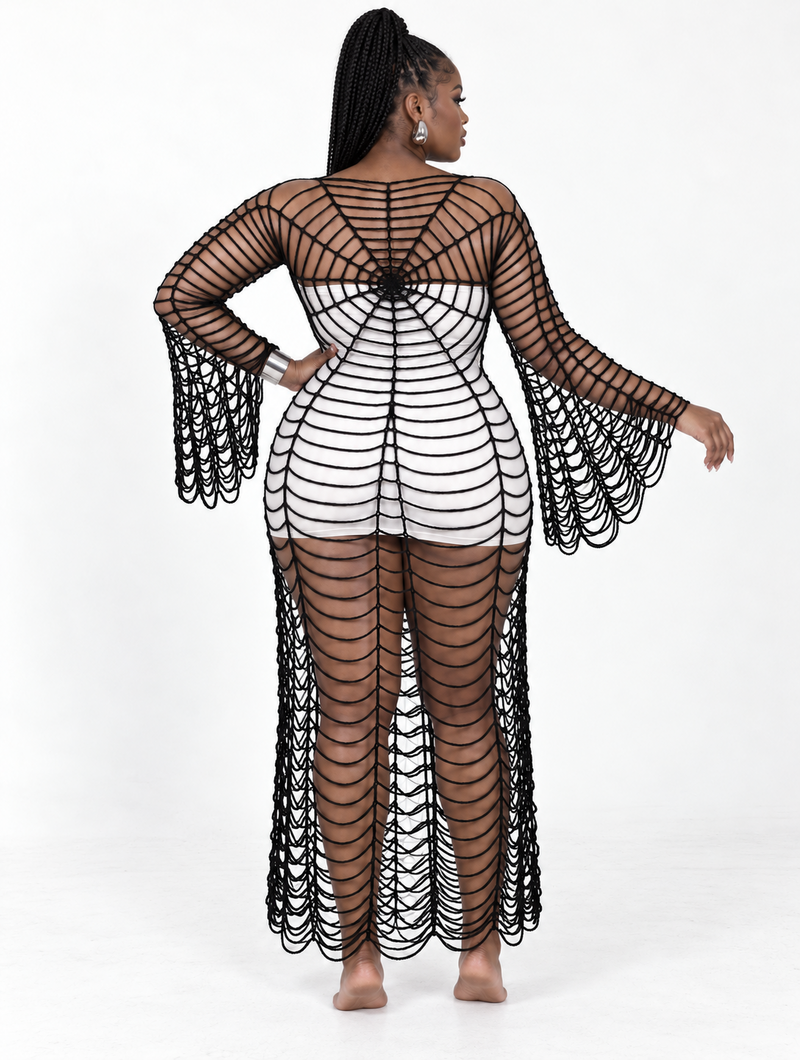 Cobweb Flare Sleeve Dress (Pre-Order)