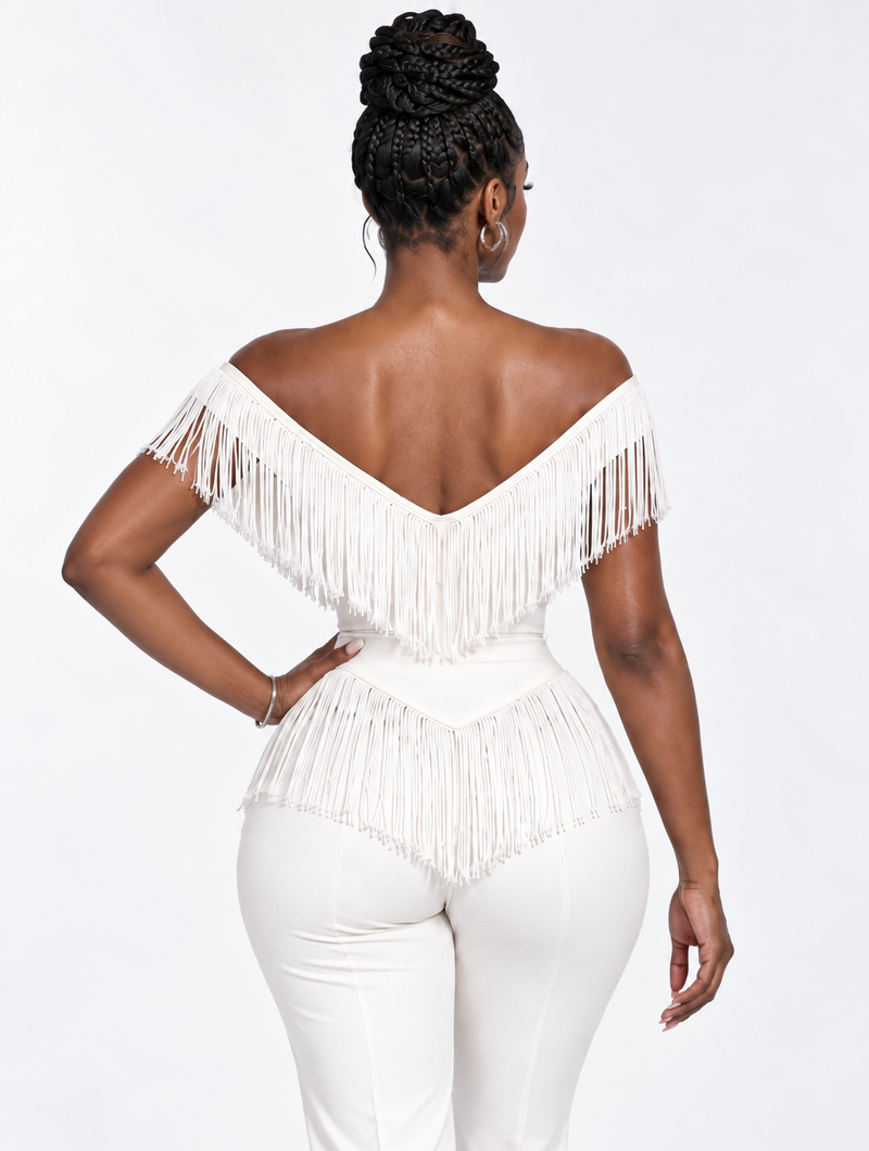 Fringe Off-Shoulder Bustier