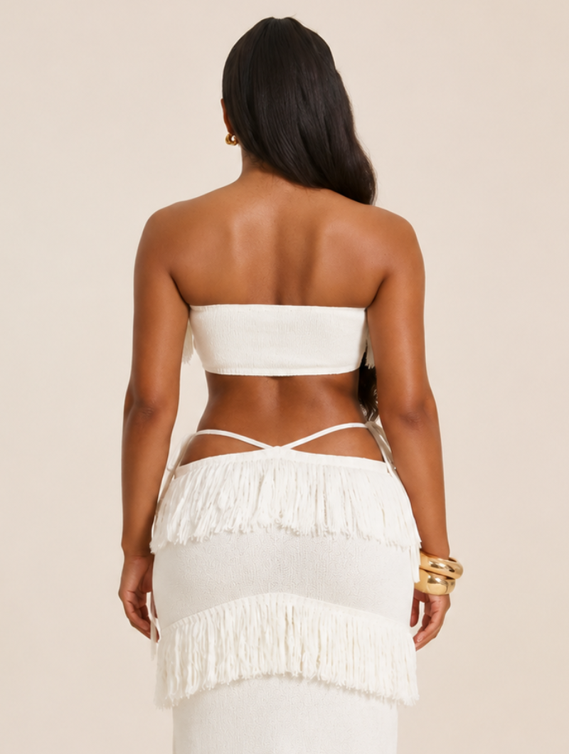 Fringe Crochet Maxi Set