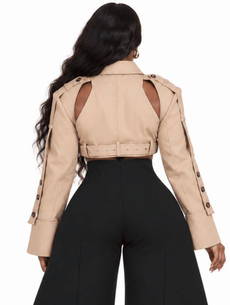 Cropped Cutout Trench Jacket