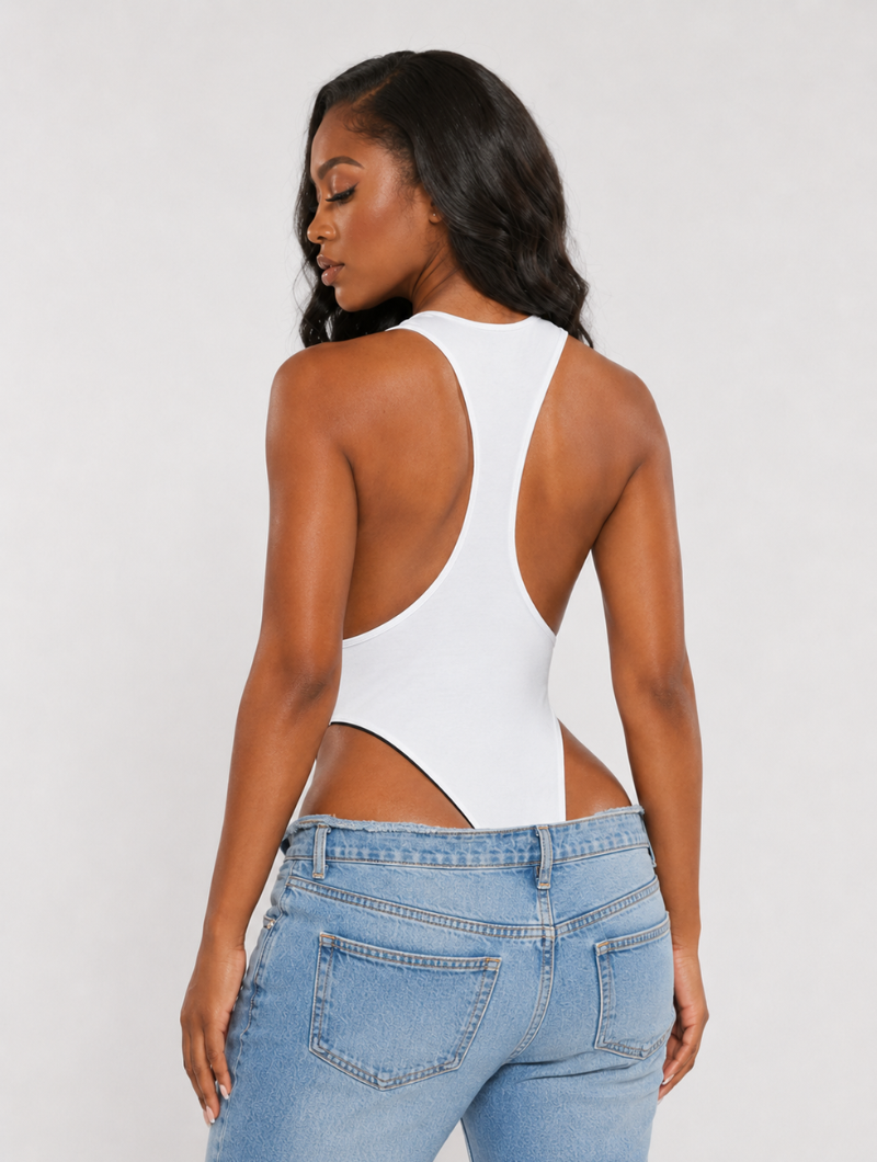 Contrast Trim Plunge Bodysuit