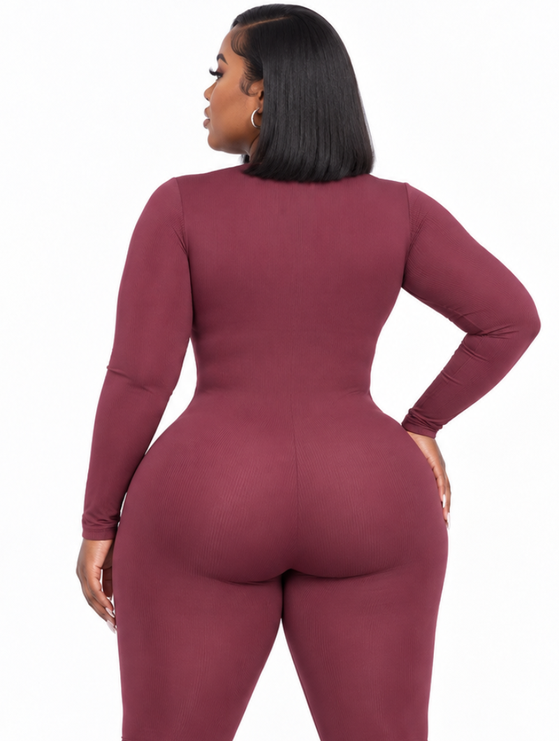 Hourglass Ribbed Plunge Jumpsuit